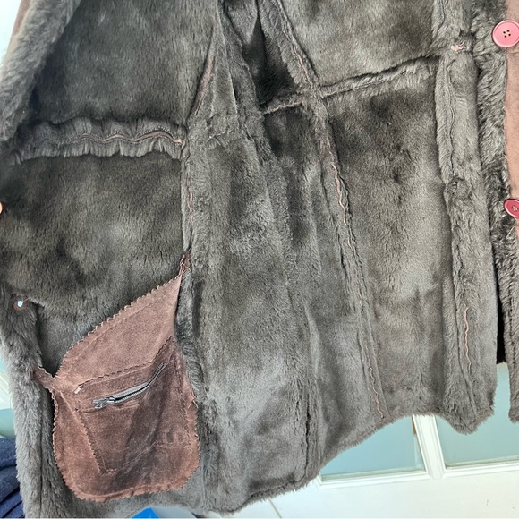 Steve by Searle Real Sheeing Sheepskin Chocolate Brown Coat - Picture 4 of 6